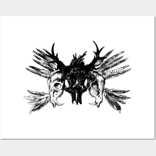 Skulls and feathers Posters and Art